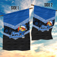 Tonga Christmas Garden Flag Tongan Coat of Arms Santa With Ngatu Pattern Christmas Blue Style LT03 - Polynesian Pride