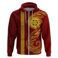 Tonga Ha'apai High School Hoodie Ngatu and Maori Ethnic Tribal Pattern LT03 Zip Hoodie Red - Polynesian Pride