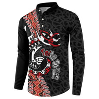 Aotearoa Toitu Te Tiriti Button Sweatshirt Maori Taniwha Haka - Honour the Treaty LT03