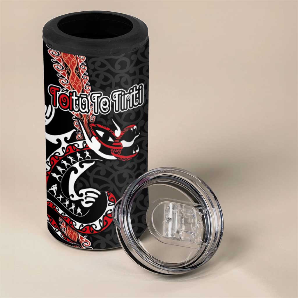 Aotearoa Toitu Te Tiriti 4 in 1 Can Cooler Tumbler Maori Taniwha Haka - Honour the Treaty LT03 - Polynesian Pride
