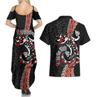 Aotearoa Toitu Te Tiriti Couples Matching Summer Maxi Dress and Hawaiian Shirt Maori Taniwha Haka - Honour the Treaty LT03 - Polynesian Pride