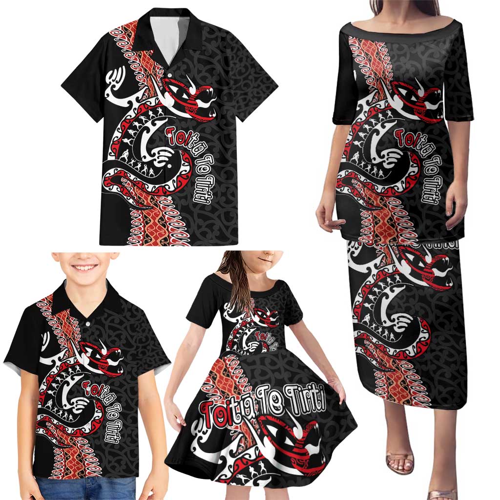 Aotearoa Toitu Te Tiriti Family Matching Puletasi and Hawaiian Shirt Maori Taniwha Haka - Honour the Treaty LT03 - Polynesian Pride