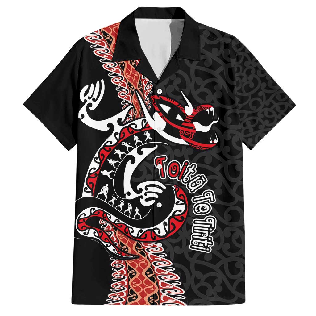 Aotearoa Toitu Te Tiriti Hawaiian Shirt Maori Taniwha Haka - Honour the Treaty LT03 Black - Polynesian Pride