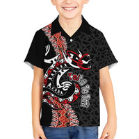 Aotearoa Toitu Te Tiriti Kid Hawaiian Shirt Maori Taniwha Haka - Honour the Treaty LT03 Kid Black - Polynesian Pride