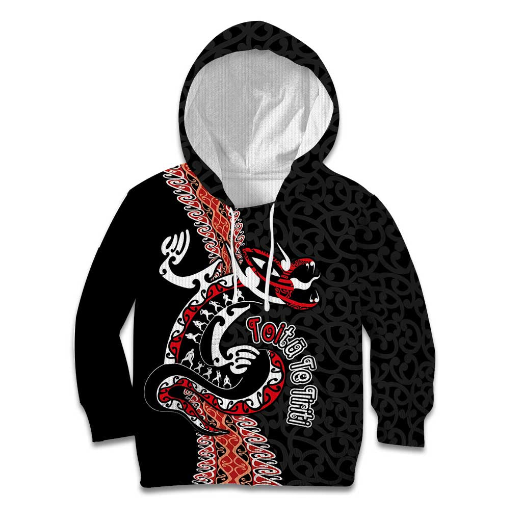 Aotearoa Toitu Te Tiriti Kid Hoodie Maori Taniwha Haka - Honour the Treaty LT03 Hoodie Black - Polynesian Pride