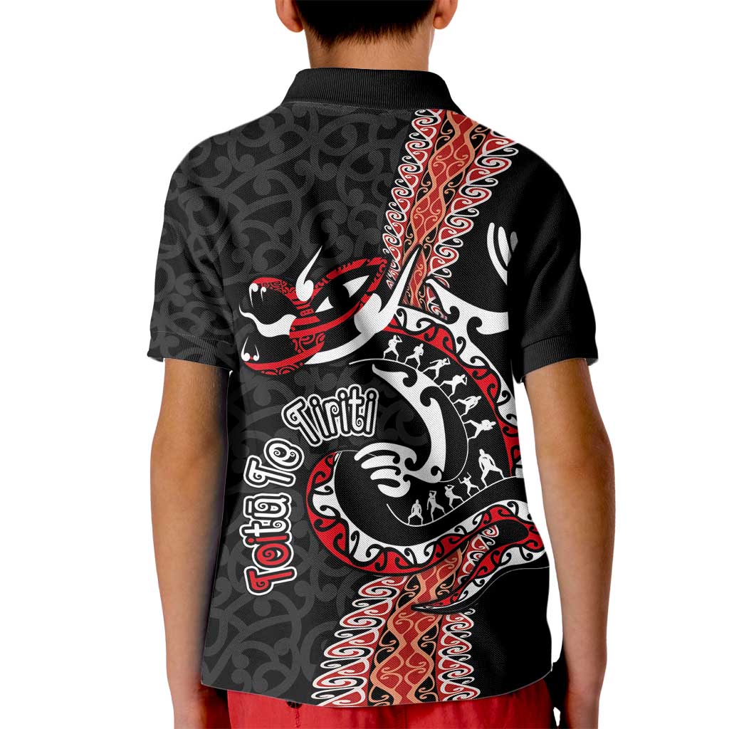 Aotearoa Toitu Te Tiriti Kid Polo Shirt Maori Taniwha Haka - Honour the Treaty LT03
