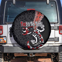 Aotearoa Toitu Te Tiriti Spare Tire Cover Maori Taniwha Haka - Honour the Treaty LT03 Black - Polynesian Pride