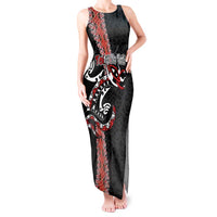 Aotearoa Toitu Te Tiriti Tank Maxi Dress Maori Taniwha Haka - Honour the Treaty LT03 Women Black - Polynesian Pride