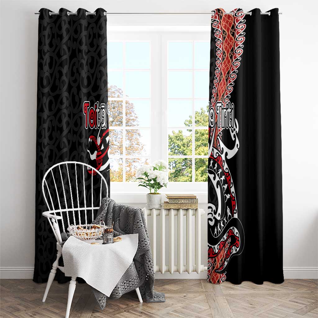 Aotearoa Toitu Te Tiriti Window Curtain Maori Taniwha Haka - Honour the Treaty LT03
