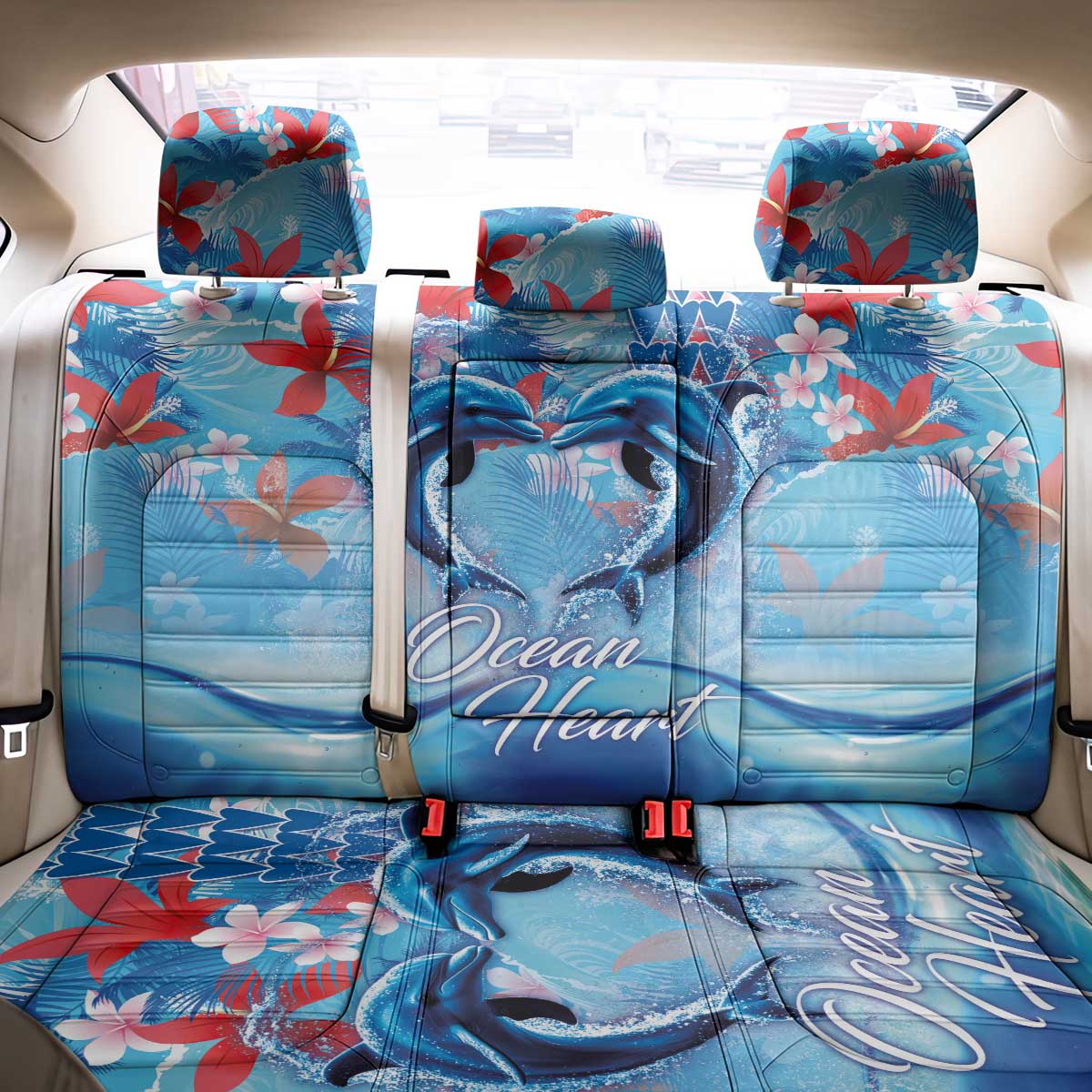 Hawaiian Dolphin Love Couple - Ocean Heart Back Car Seat Cover LT03 - Polynesian Pride