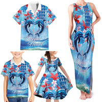 Hawaiian Dolphin Love Couple - Ocean Heart Family Matching Tank Maxi Dress and Hawaiian Shirt LT03 - Polynesian Pride