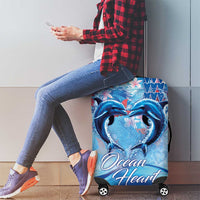 Hawaiian Dolphin Love Couple - Ocean Heart Luggage Cover LT03 - Polynesian Pride