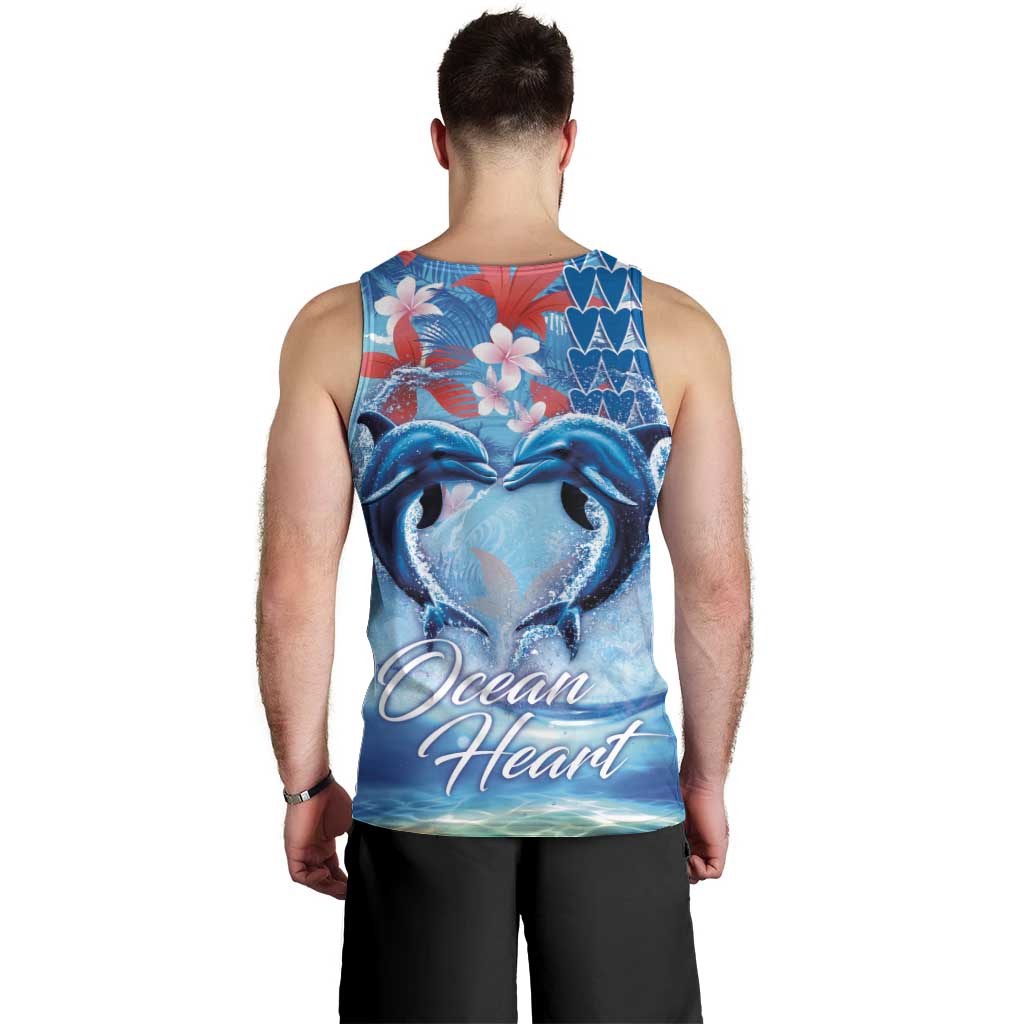 Hawaiian Dolphin Love Couple - Ocean Heart Men Tank Top
