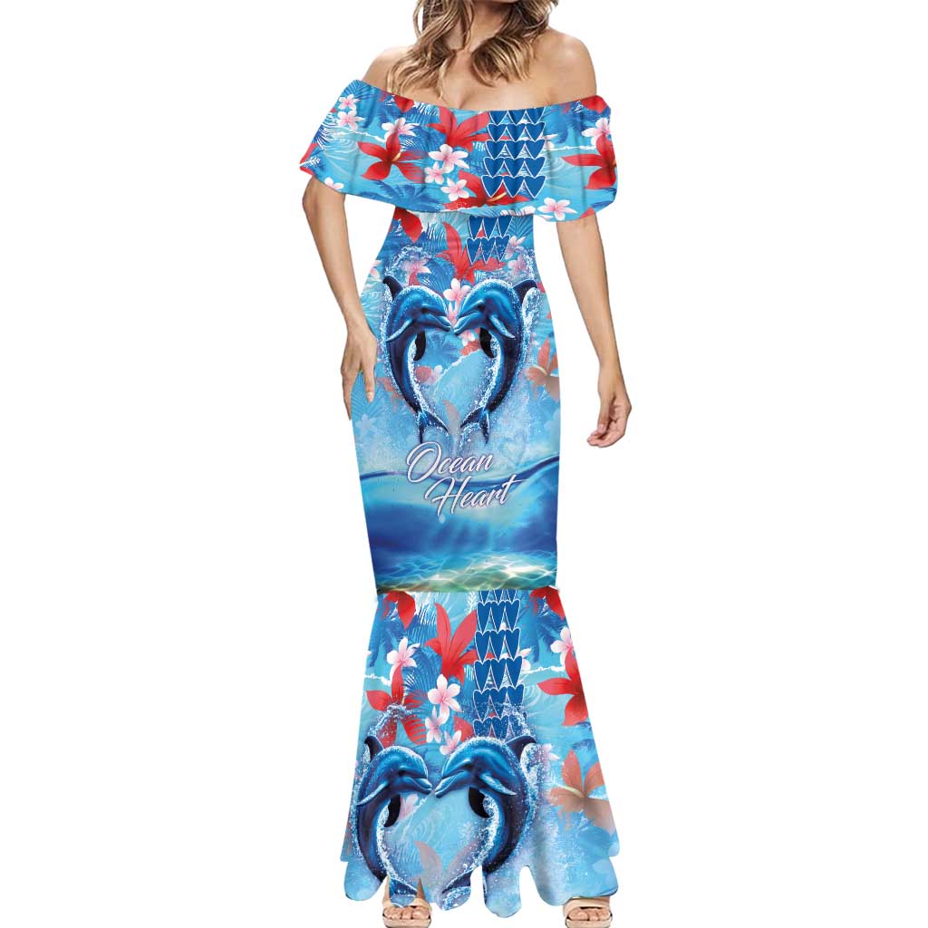 Hawaiian Dolphin Love Couple - Ocean Heart Mermaid Dress LT03 - Polynesian Pride