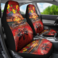 Hawaiian Turtle Love Couple Car Seat Cover Ocean Serenade - Honu Honi Ihu with Hibiscus and Romantic Sunset Red Color LT03 - Polynesian Pride