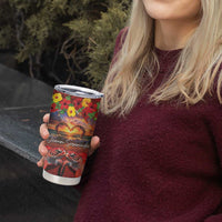 Hawaiian Turtle Love Couple Tumbler Cup Ocean Serenade - Honu Honi Ihu with Hibiscus and Romantic Sunset Red Color LT03 - Polynesian Pride