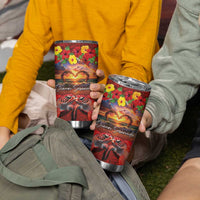 Hawaiian Turtle Love Couple Tumbler Cup Ocean Serenade - Honu Honi Ihu with Hibiscus and Romantic Sunset Red Color LT03 - Polynesian Pride