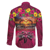 Hawaiian Turtle Love Couple Family Matching Puletasi and Hawaiian Shirt Ocean Serenade - Honu Honi Ihu with Hibiscus and Romantic Sunset Pink Color LT03 - Polynesian Pride