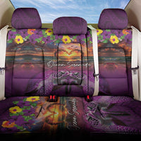 Hawaiian Turtle Love Couple Back Car Seat Cover Ocean Serenade - Honu Honi Ihu with Hibiscus and Romantic Sunset Purple Color LT03 One Size Purple - Polynesian Pride