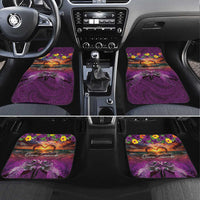 Hawaiian Turtle Love Couple Car Mats Ocean Serenade - Honu Honi Ihu with Hibiscus and Romantic Sunset Purple Color LT03 Set 4pcs Purple - Polynesian Pride
