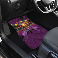 Hawaiian Turtle Love Couple Car Mats Ocean Serenade - Honu Honi Ihu with Hibiscus and Romantic Sunset Purple Color LT03 - Polynesian Pride