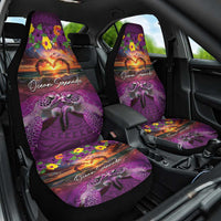 Hawaiian Turtle Love Couple Car Seat Cover Ocean Serenade - Honu Honi Ihu with Hibiscus and Romantic Sunset Purple Color LT03 One Size Purple - Polynesian Pride