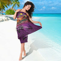 Hawaiian Turtle Love Couple Sarong Ocean Serenade - Honu Honi Ihu with Hibiscus and Romantic Sunset Purple Color LT03 - Polynesian Pride