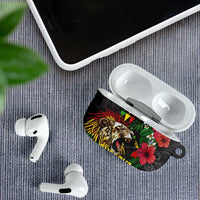 Hawaiian One Love AirPods Case Reggae Lion Tropical Plants and Kakau with Tribal Pattern