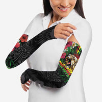 Hawaiian One Love Arm Sleeves Reggae Lion Tropical Plants and Kakau with Tribal Pattern