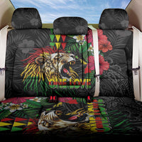 Hawaiian One Love Back Car Seat Cover Reggae Lion Tropical Plants and Kakau with Tribal Pattern
