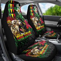 Hawaiian One Love Car Seat Cover Reggae Lion Tropical Plants and Kakau with Tribal Pattern