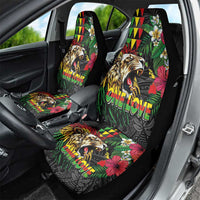 Hawaiian One Love Car Seat Cover Reggae Lion Tropical Plants and Kakau with Tribal Pattern