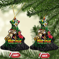 Hawaiian One Love Ceramic Ornament Reggae Lion Tropical Plants and Kakau with Tribal Pattern
