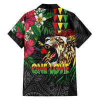 Hawaiian One Love Family Matching Tank Maxi Dress and Hawaiian Shirt Reggae Lion Tropical Plants and Kakau with Tribal Pattern LT03 - Polynesian Pride