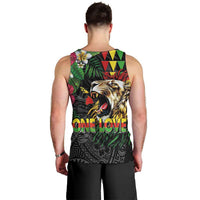 Hawaiian One Love Men Tank Top Reggae Lion Tropical Plants and Kakau with Tribal Pattern
