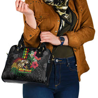 Hawaiian One Love Shoulder Handbag Reggae Lion Tropical Plants and Kakau with Tribal Pattern LT03 - Polynesian Pride
