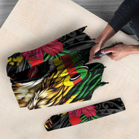 Hawaiian One Love Umbrella Reggae Lion Tropical Plants and Kakau with Tribal Pattern