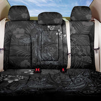 Hawaiian Tropical Plants and Tribal Whales Back Car Seat Cover Polynesian Art Tattoo Grayscale