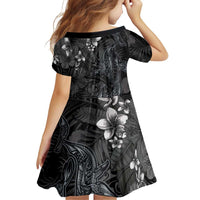 Hawaiian Tropical Plants and Tribal Whales Family Matching Mermaid Dress and Hawaiian Shirt Polynesian Art Tattoo Grayscale LT03 - Polynesian Pride