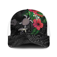 Hawaiian Tropical Plants and Turtles Baseball Net Cap Polynesian Art Motifs