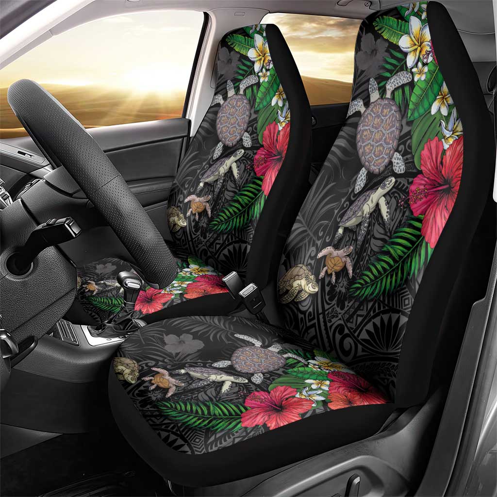 Hawaiian Tropical Plants and Turtles Car Seat Cover Polynesian Art Motifs