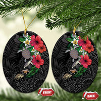 Hawaiian Tropical Plants and Turtles Ceramic Ornament Polynesian Art Motifs