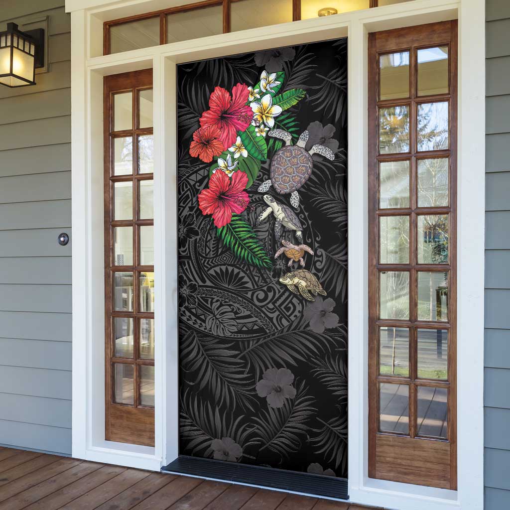Hawaiian Tropical Plants and Turtles Door Cover Polynesian Art Motifs