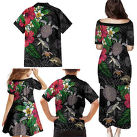Hawaiian Tropical Plants and Turtles Family Matching Puletasi and Hawaiian Shirt Polynesian Art Motifs LT03 - Polynesian Pride