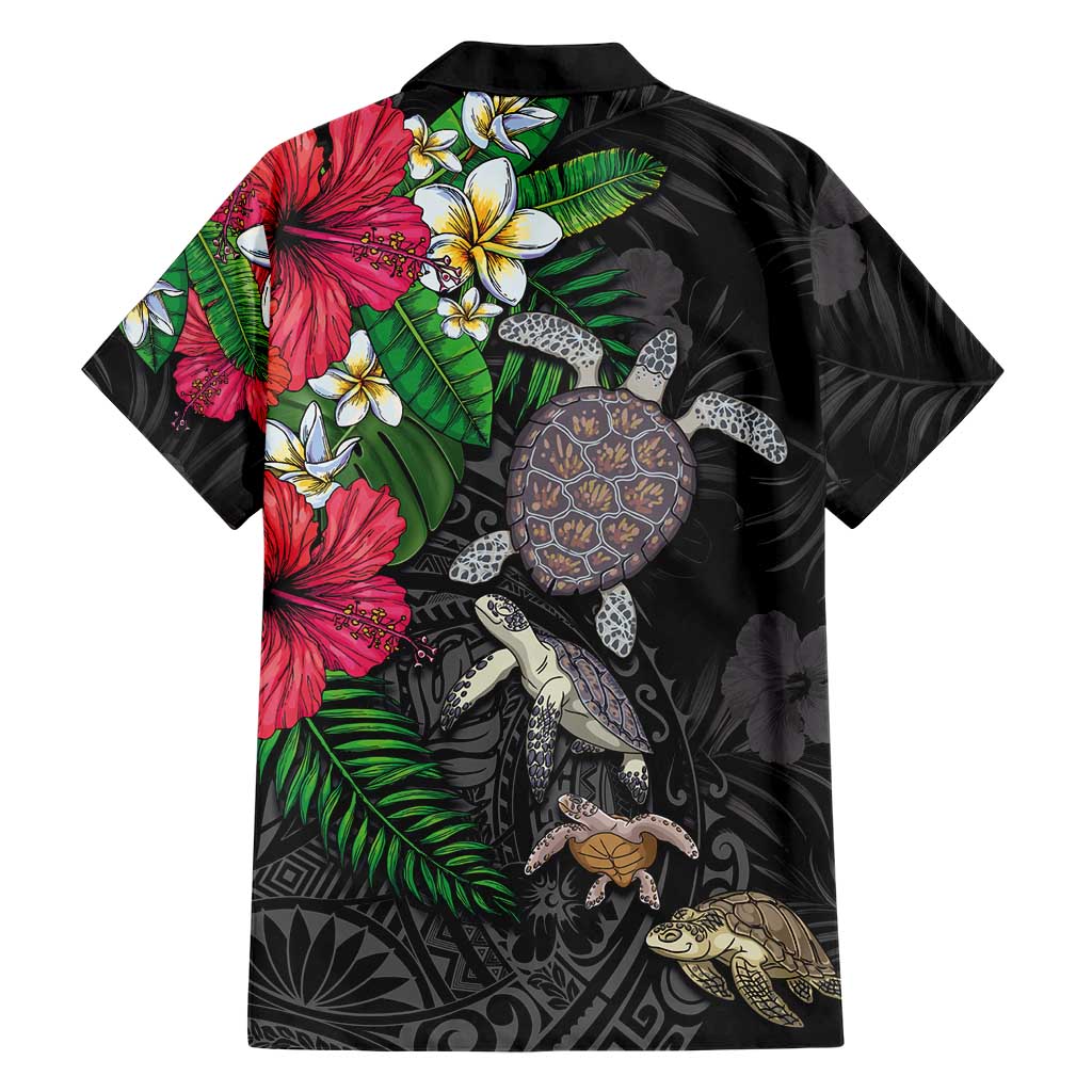 Hawaiian Tropical Plants and Turtles Family Matching Puletasi and Hawaiian Shirt Polynesian Art Motifs LT03 - Polynesian Pride