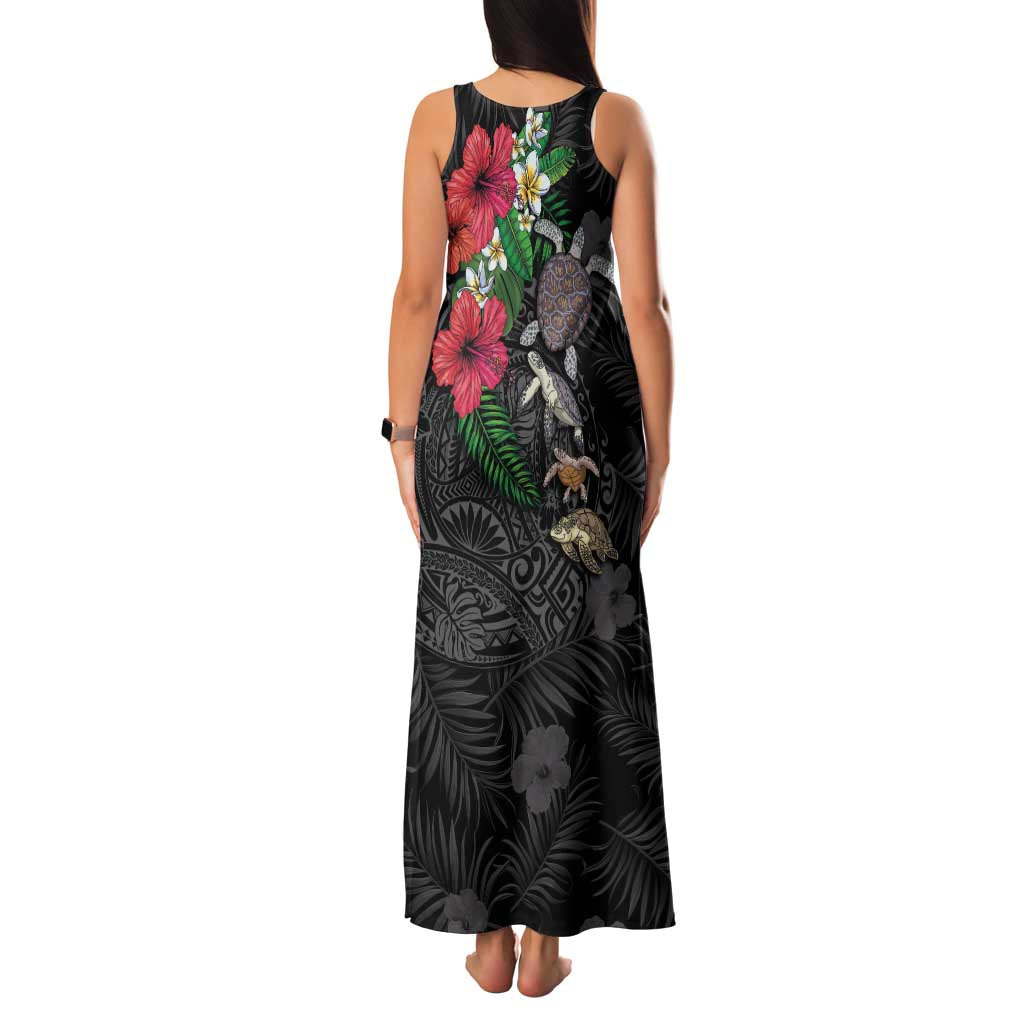 Hawaiian Tropical Plants and Turtles Family Matching Tank Maxi Dress and Hawaiian Shirt Polynesian Art Motifs LT03 - Polynesian Pride