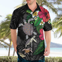 Hawaiian Tropical Plants and Turtles Hawaiian Shirt Polynesian Art Motifs
