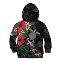 Hawaiian Tropical Plants and Turtles Kid Hoodie Polynesian Art Motifs