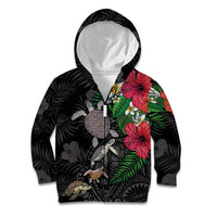 Hawaiian Tropical Plants and Turtles Kid Hoodie Polynesian Art Motifs