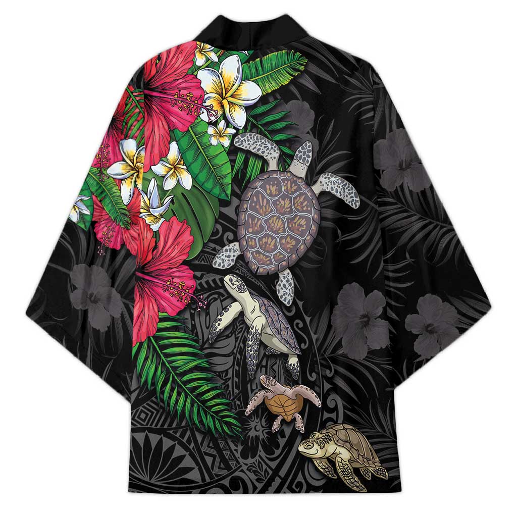 Hawaiian Tropical Plants and Turtles Kimono Polynesian Art Motifs